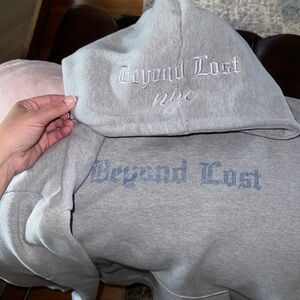 Beyond Lost thick hoodie large hood with custom rhinestones